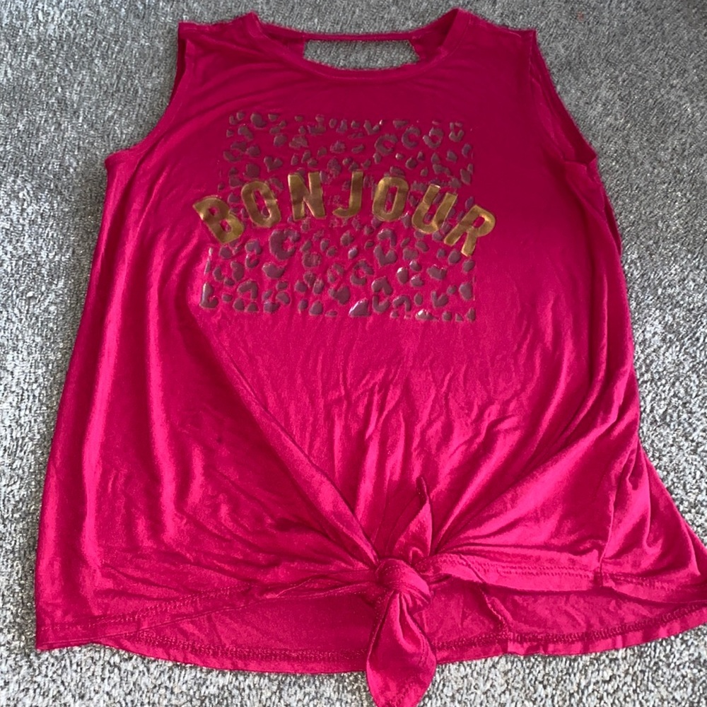 Girls “Bonjour” tie tank
